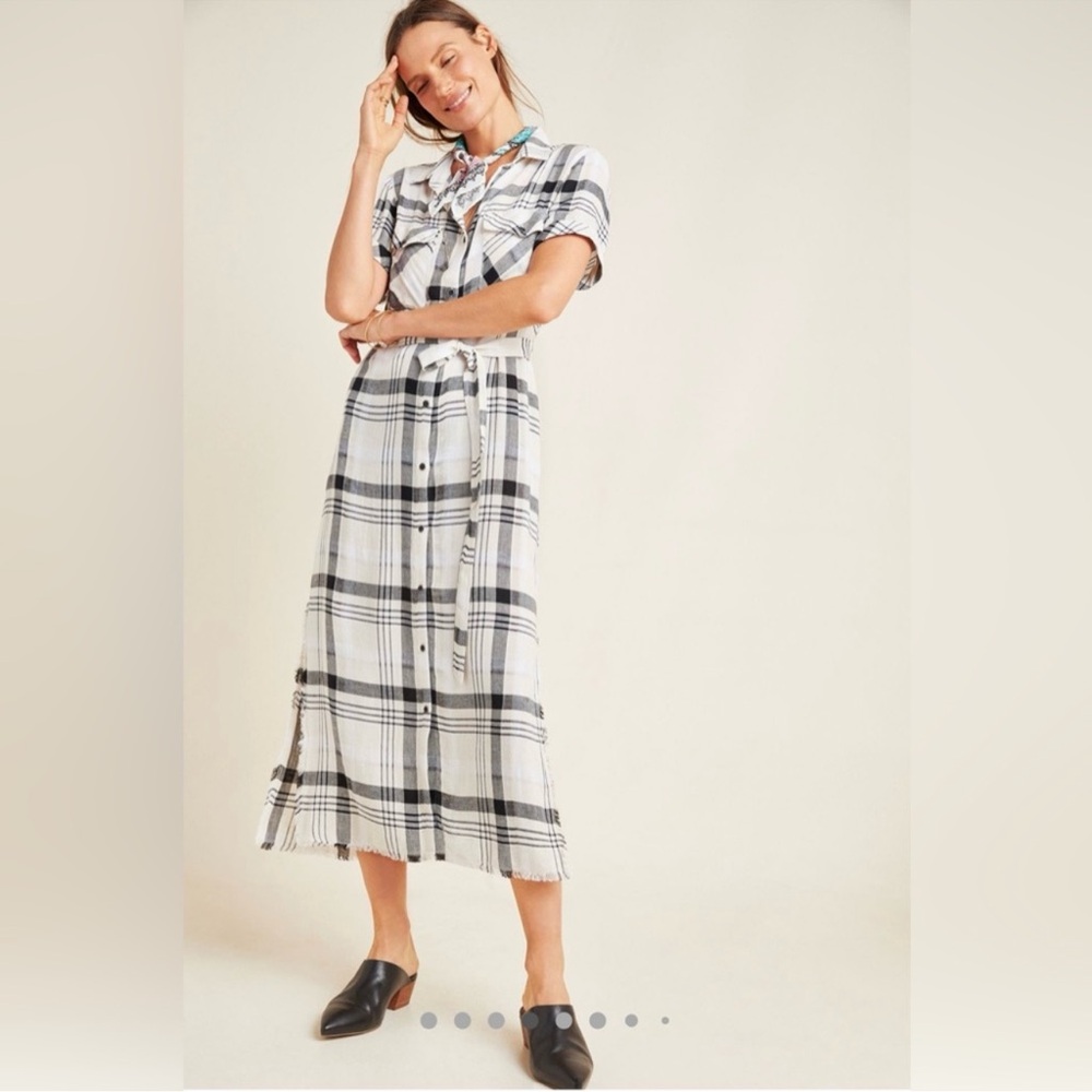 Cloth & Stone Plaid Button-Up Shirt Dress | size XL